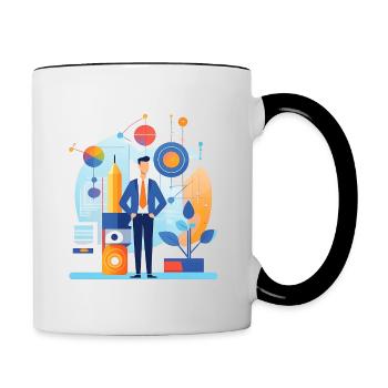 Businessman in the office illustration - Contrasting Mug - white/black - Right