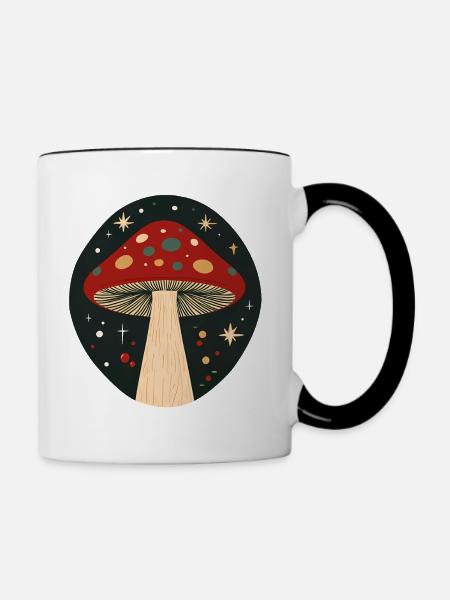 Xmas Cosmic Mushroom - Tasse zweifarbig - Weiß/Schwarz