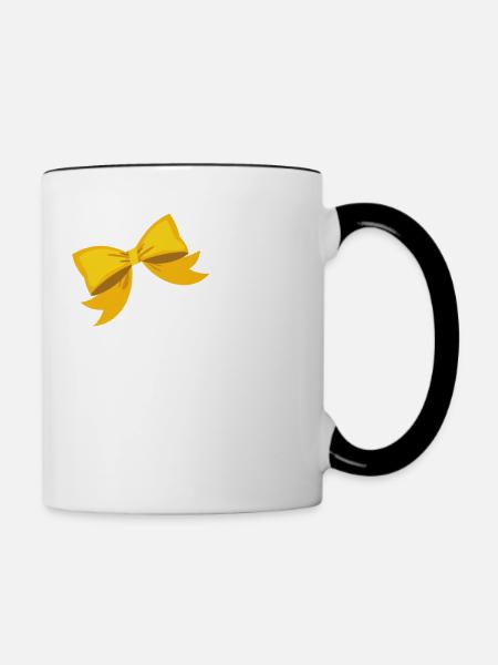 Buchstabe n gelbe Schleife - Tasse zweifarbig - Weiß/Schwarz
