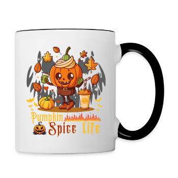 Pumpkin Spice Life:Fall Halloween with witty twist - Contrasting Mug - white/black - Right