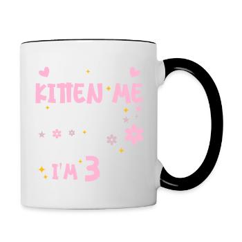 J'ai 3 ans | Cadeau Anniversaire 3 ans Meow Cadeau - Mug contrasté - blanc/noir - Droite