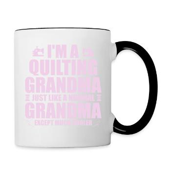 I'm a quilting grandma just like a normal grandma - Mug contrasté - blanc/noir - Droite