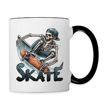 Skate Skater Skateboard Roller Squelette - Mug contrasté - blanc/noir - Droite