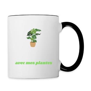 J'peux pas, j'ai réunion avec mes plantes - Mug contrasté - blanc/noir - Droite