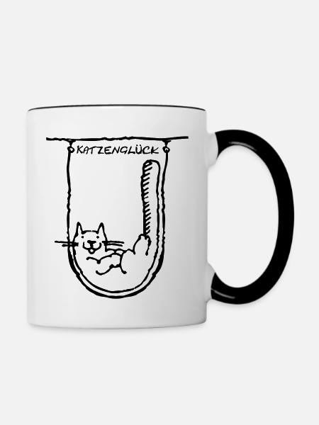 Katzenglück - Tasse zweifarbig - Weiß/Schwarz