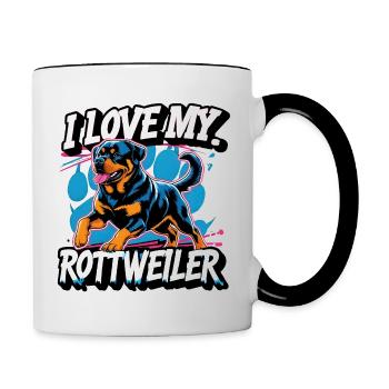 I love my Rottweiler - Contrasting Mug - white/black - Right