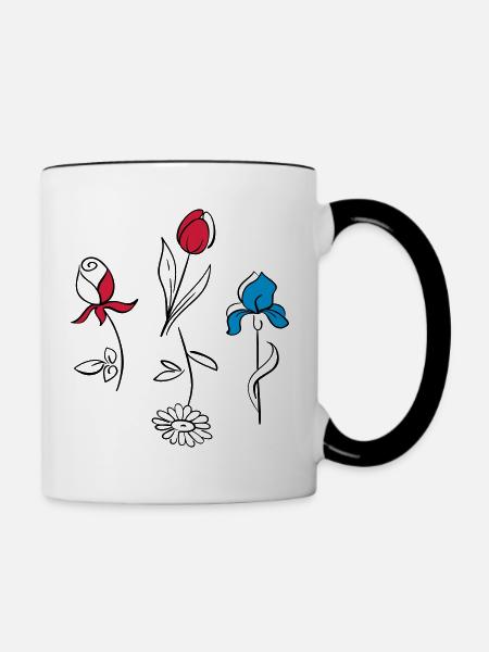 Sommerblumen - Tasse zweifarbig - Weiß/Schwarz