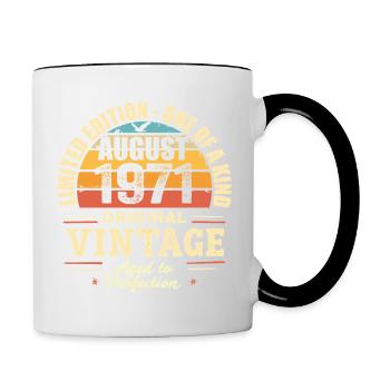 Août 1971 Anniversaire Août 1971 - August 1971 - Mug contrasté - blanc/noir - Droite
