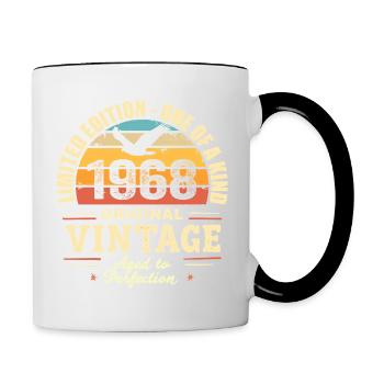 1968 Geburtstagsgeschenk Jahrgang 1968 Retro 1968 - Tasse zweifarbig - Weiß/Schwarz - Rechts