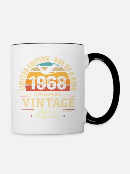 1968 Geburtstagsgeschenk Jahrgang 1968 Retro 1968 - Tasse zweifarbig - Weiß/Schwarz