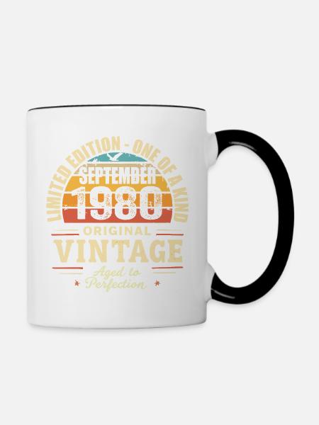 Septembre 1980 Cadeau 1980 Vintage Septembre 1980 - Mug contrasté - blanc/noir
