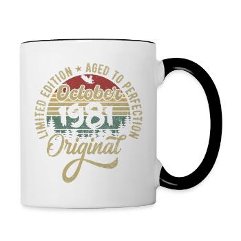 oktober 1981 Jahrestag oktober 1981 oktober - Tasse zweifarbig - Weiß/Schwarz - Rechts