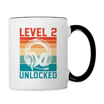 Baby 2nd Birthday – 2 years old level 2 unlocked - Contrasting Mug - white/black - Right