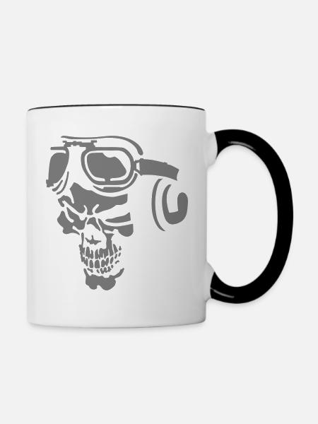 Skull Pilot - Tasse zweifarbig - Weiß/Schwarz