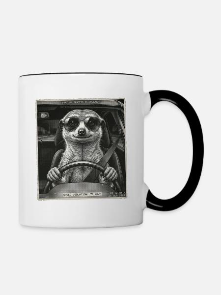 Erdmännchen Geblitzt - Tasse zweifarbig - Weiß/Schwarz