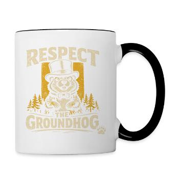 Respect the Groundhog Humour Marmotte Vintage - Mug contrasté - blanc/noir - Droite