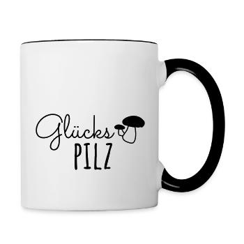 Glückspilz Glückspilzin Glück Sprüche Geschenk - Tasse zweifarbig - Weiß/Schwarz - Rechts