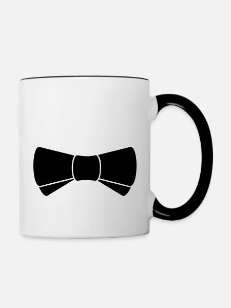 Fliege / bow tie (1c) - Tasse zweifarbig - Weiß/Schwarz