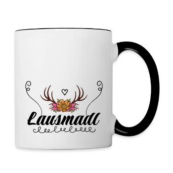 Lausmadl | Trachten Mode Dirndl - Tasse zweifarbig - Weiß/Schwarz - Rechts