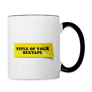 Title deines Sex-Tapes post-it design - Tasse zweifarbig - Weiß/Schwarz - Rechts