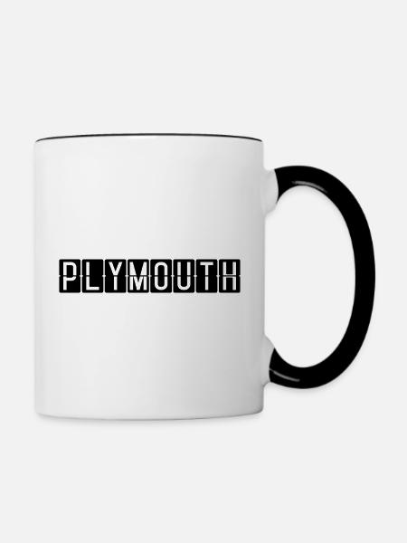 Plymouth Flughafentafel - Tasse zweifarbig - Weiß/Schwarz