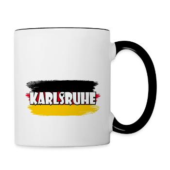 Karlsruhe Deutschland Flagge - Tasse zweifarbig - Weiß/Schwarz - Rechts