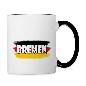 Bremen Deutschland Flagge - Tasse zweifarbig - Weiß/Schwarz - Rechts