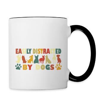 Easily Distracted By Dogs - Contrasting Mug - white/black - Right