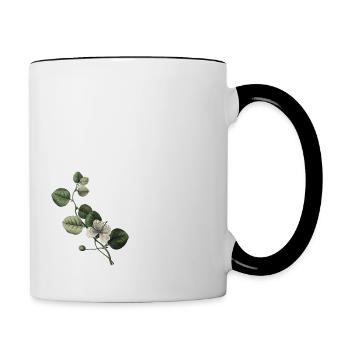 Number 61 Floral Green - 61st Birthday Floral - Contrasting Mug - white/black - Right