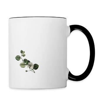 Numéro 87 floral vert - 87e anniversaire floral - Mug contrasté - blanc/noir - Droite