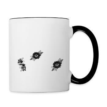 Numéro 104 floral noir - 104e anniversaire floral - Mug contrasté - blanc/noir - Droite