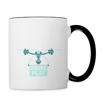 Pilote de drone quadricoptère RC Flight - Mug contrasté - blanc/noir - Droite