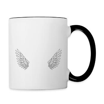 Number 71 Angel - 71st Birthday Wings - Contrasting Mug - white/black - Right