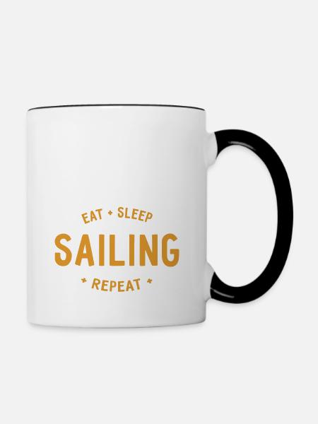 Eat Sleep Sailing Repeat - Tasse zweifarbig - Weiß/Schwarz