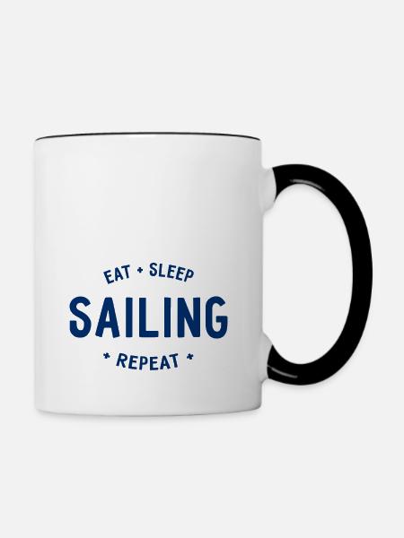 Eat Sleep Sailing Repeat - Tasse zweifarbig - Weiß/Schwarz
