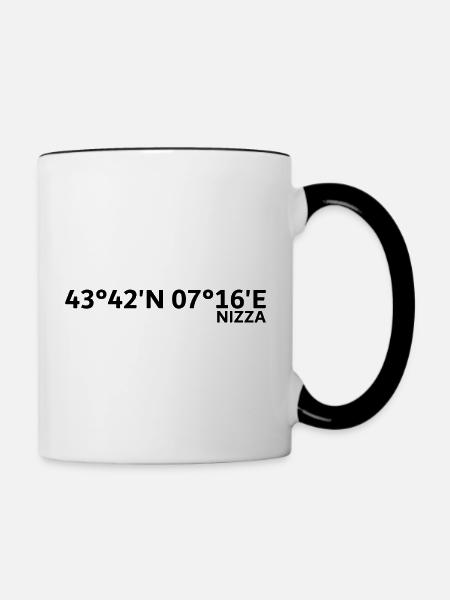 Nizza Koordinaten - Tasse zweifarbig - Weiß/Schwarz