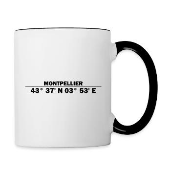 Coordonnées de Montpellier - Mug contrasté - blanc/noir - Droite