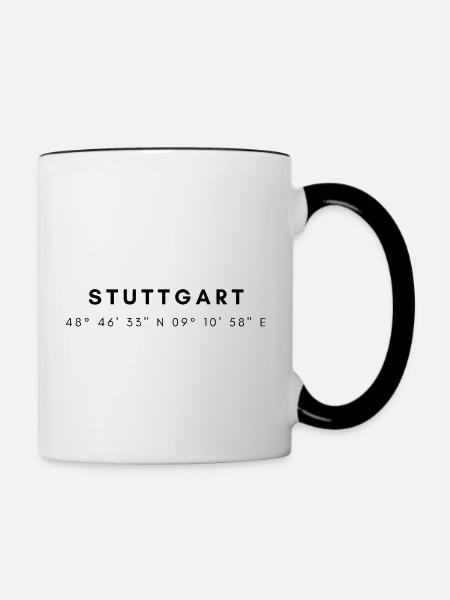 Stuttgart Koordinaten - Tasse zweifarbig - Weiß/Schwarz