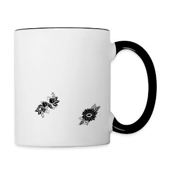 Numéro 35 floral noir - 35e anniversaire floral - Mug contrasté - blanc/noir - Droite