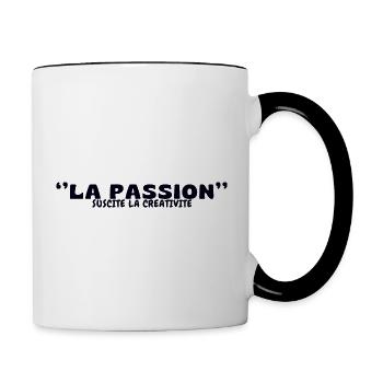 "PASSION", SPARKS CREATIVITY". - Contrasting Mug - white/black - Right