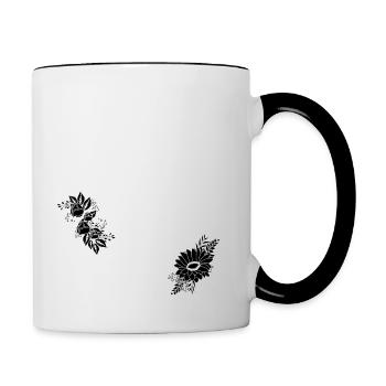Black Floral Number 60 - 60th Floral Birthday - Contrasting Mug - white/black - Right