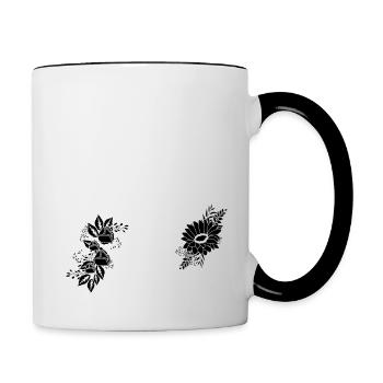 Number 79 Black Floral - 79th Floral Birthday - Contrasting Mug - white/black - Right