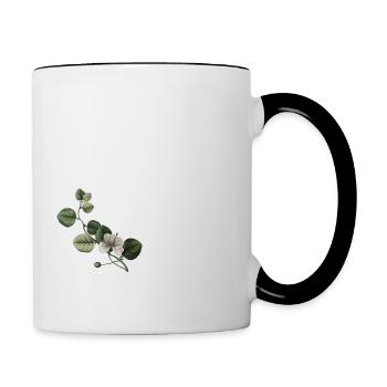 Number 97 Floral Green - 97th Birthday Floral - Contrasting Mug - white/black - Right