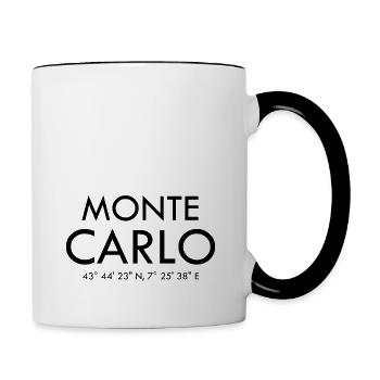 Monte Carlo Monaco Coordonnées Latitude Longitude - Mug contrasté - blanc/noir - Droite