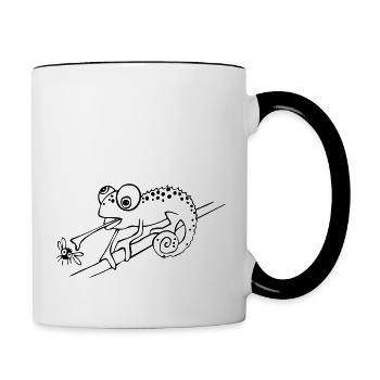 Chamäleon - Tasse zweifarbig - Weiß/Schwarz - Rechts