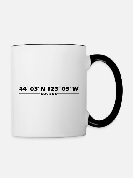 Eugene Koordinaten - Tasse zweifarbig - Weiß/Schwarz