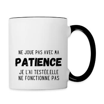 ne joue pas avec ma patience - Mug contrasté - blanc/noir - Droite