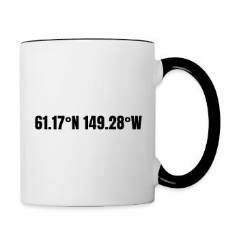 Anchorage Alaska USA Koordinaten - Tasse zweifarbig - Weiß/Schwarz - Rechts