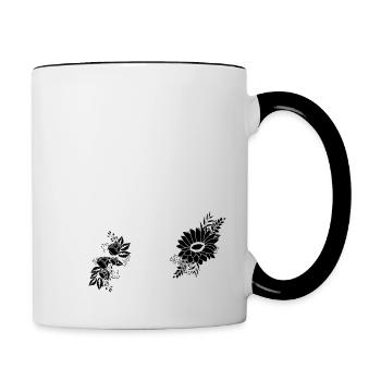 Numéro 59 floral noir - 59e anniversaire floral - Mug contrasté - blanc/noir - Droite