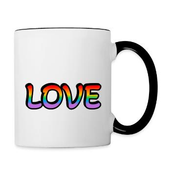 Amour arc-en-ciel rétro - Mug contrasté - blanc/noir - Droite